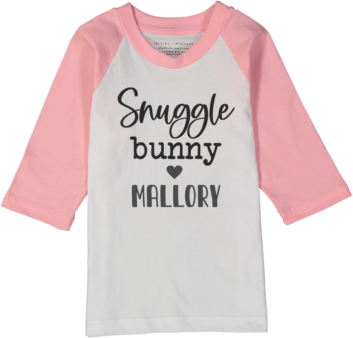 Snuggle Bunny Personalized Gray or Pink Raglan Tee