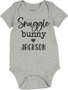 Personalized Snuggle Bunny Short Sleeve Pink, Blue or Gray Onesie