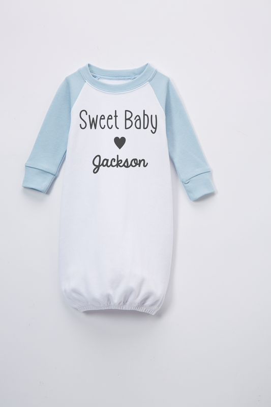 Sweet Baby Boy Blue Raglan Gown Personalized