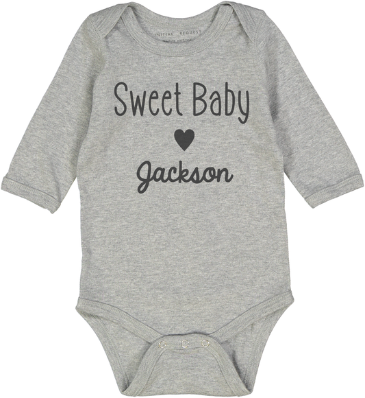 Sweet Baby Boy Gray LS Body Personalized