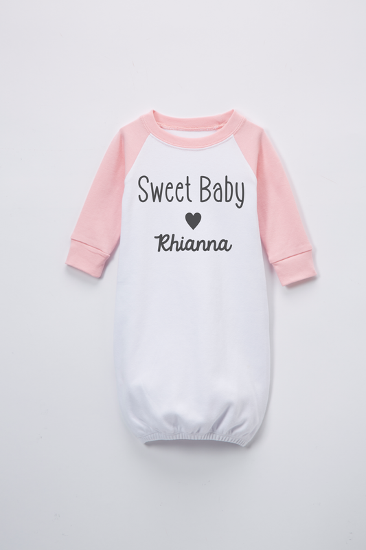 Sweet Baby Girl Pink Raglan Gown Personalized