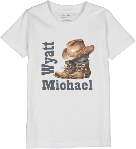 Two Cowboy Boots with Hat Personalized SS Tee 3