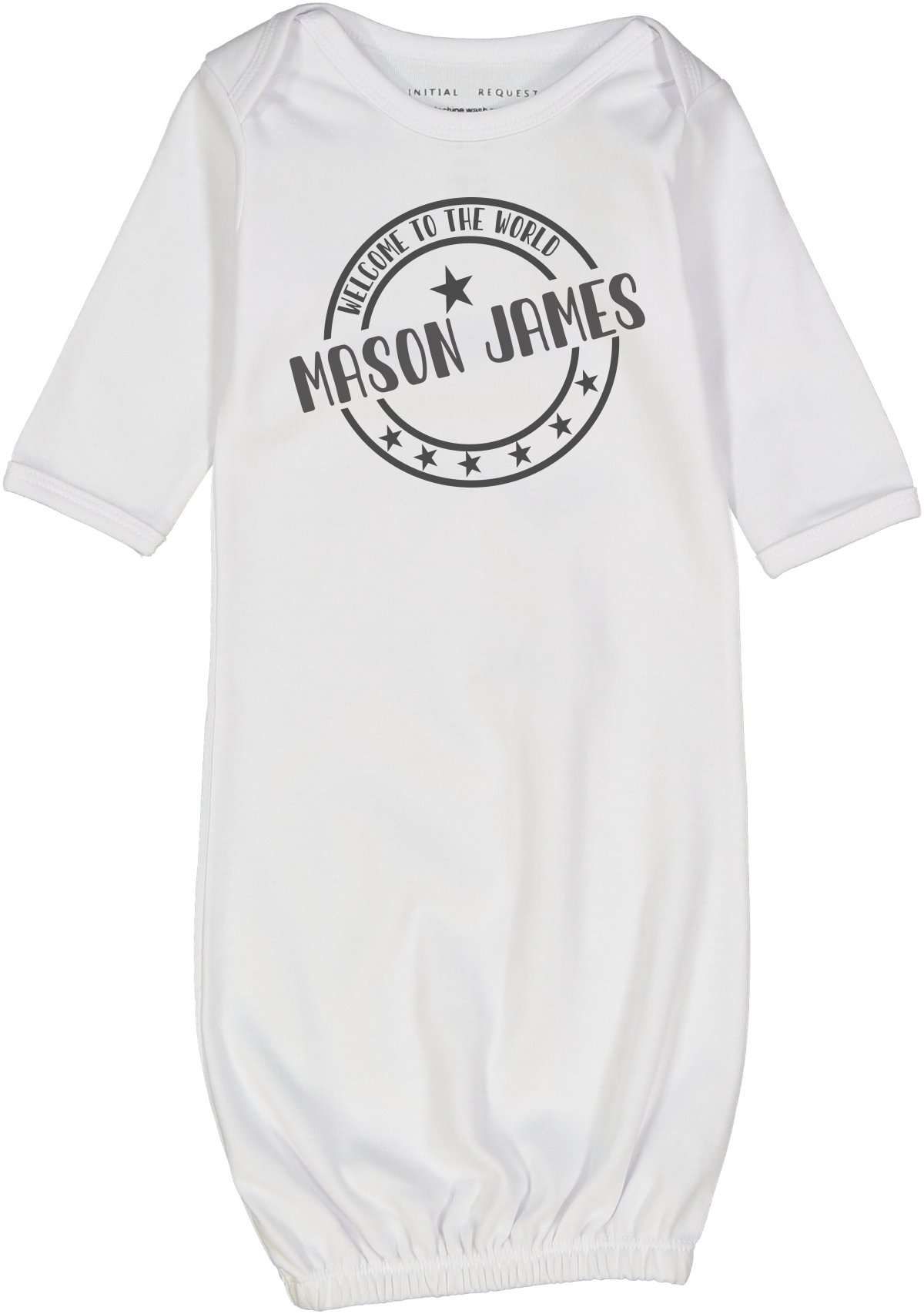 Welcome to the World Boy White Gown Personalized