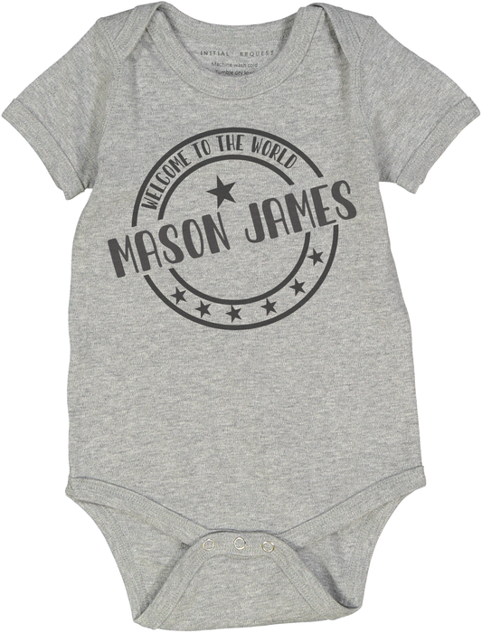 Welcome to the World Boy Gray SS Body Personalized