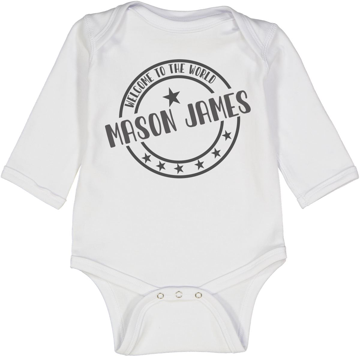 Welcome to the World Boy White LS Body Personalized