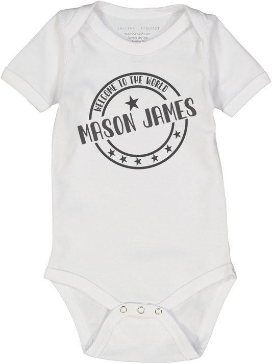 Welcome to the World Boy White ss Body Personalized