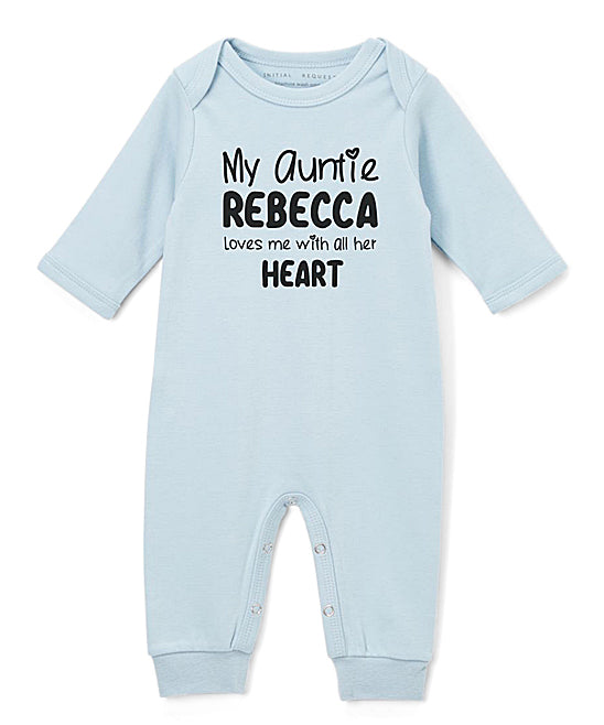 My Aunt Loves me with all Her Heart Blue Romper