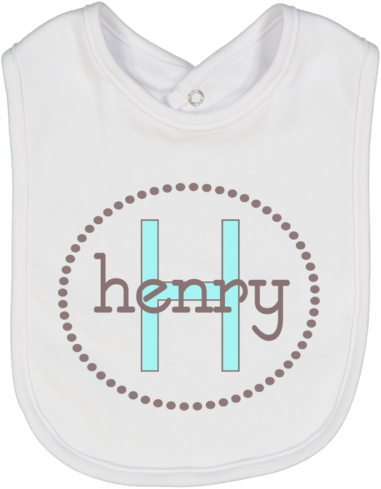 Aqua Cocoa Personalized Bib