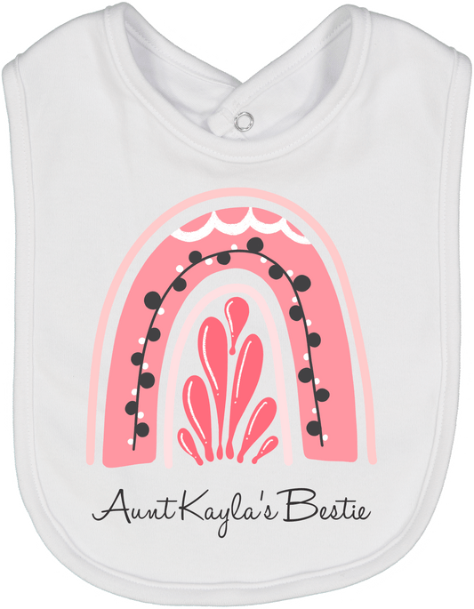 White & Pink Rainbow Personalized Name 'Bestie' Bib