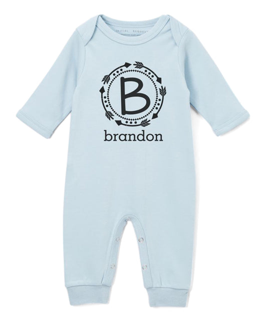 Circle Arrow Frame Personalized Blue Romper