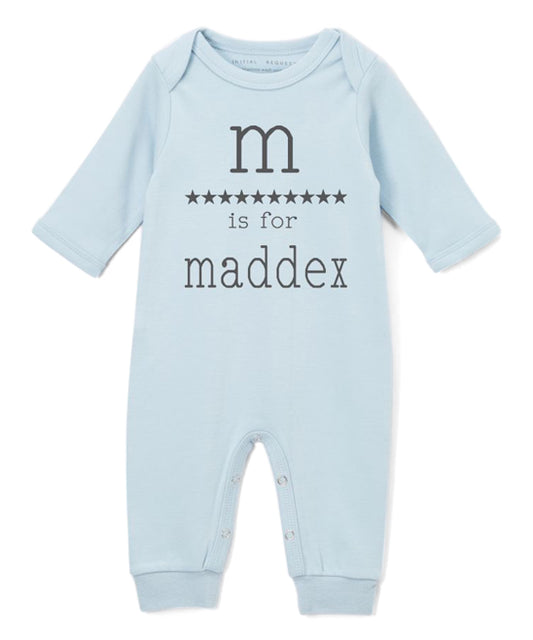 Initial and Name Stars Blue Romper