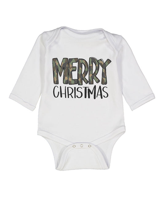 Camo Merry Christmas Long Sleeve Bodysuit