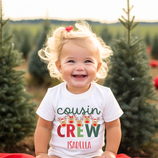 Cousin Crew Personalized Reindeer Short Sleeve Tee