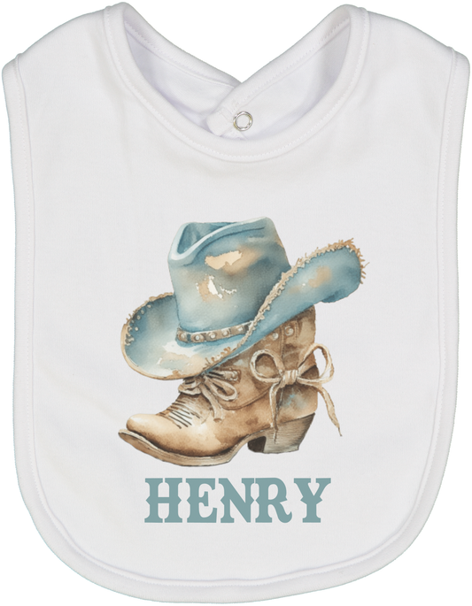 Cowboy Boot and Hat Bib Personalized