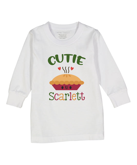 Personalized Long Sleeve Cutie Pie Thanksgiving Girls Tee
