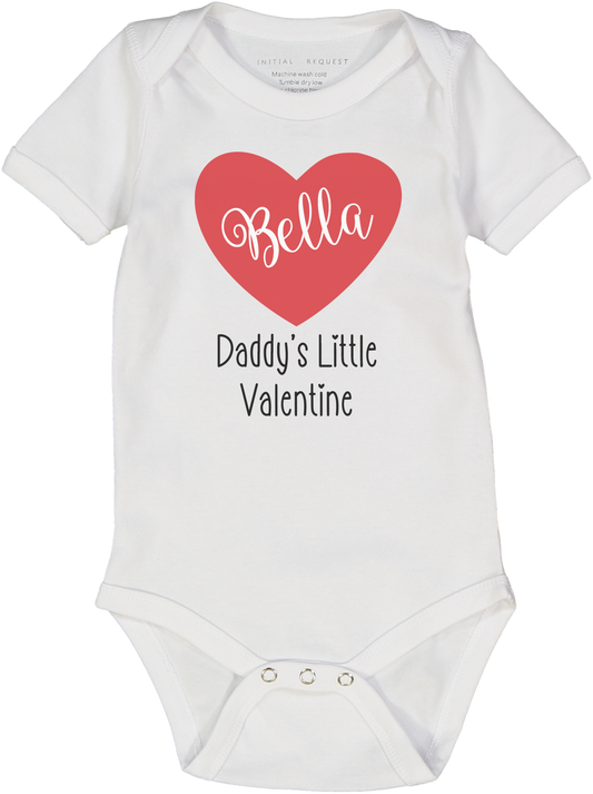 Daddy's Little Valentine Personalized Short Sleeve Onesie