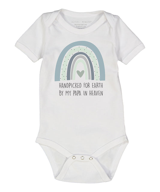 White & Blue 'Handpicked for Earth' Personalized Short-Sleeve Bodysuit