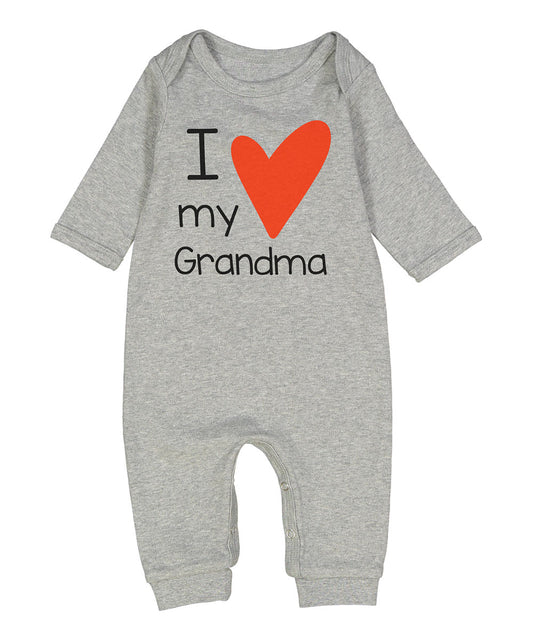 Gray I love My Grandma Infant Toddler Romper Personalized