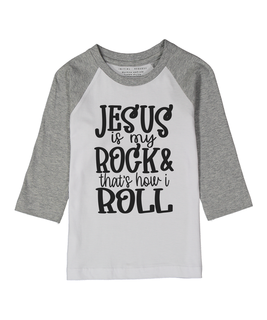 Jesus is my Rock Gray Raglan Tee