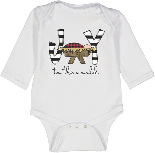 Joy to the World Manger Long Sleeve Bodysuit for baby