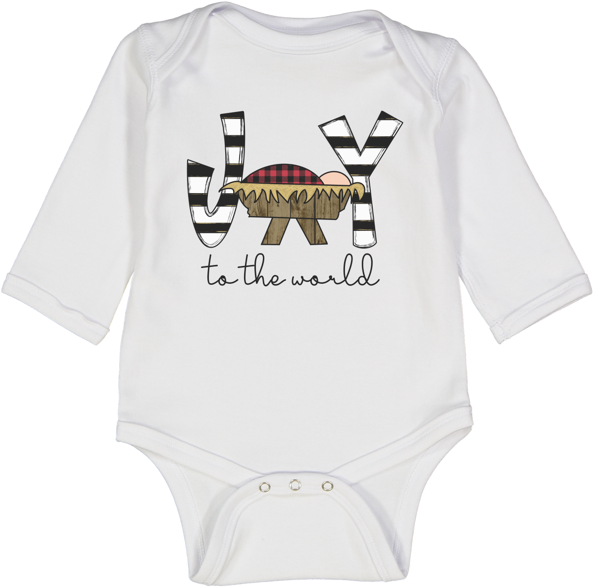 Joy to the World Manger Long Sleeve Bodysuit for baby