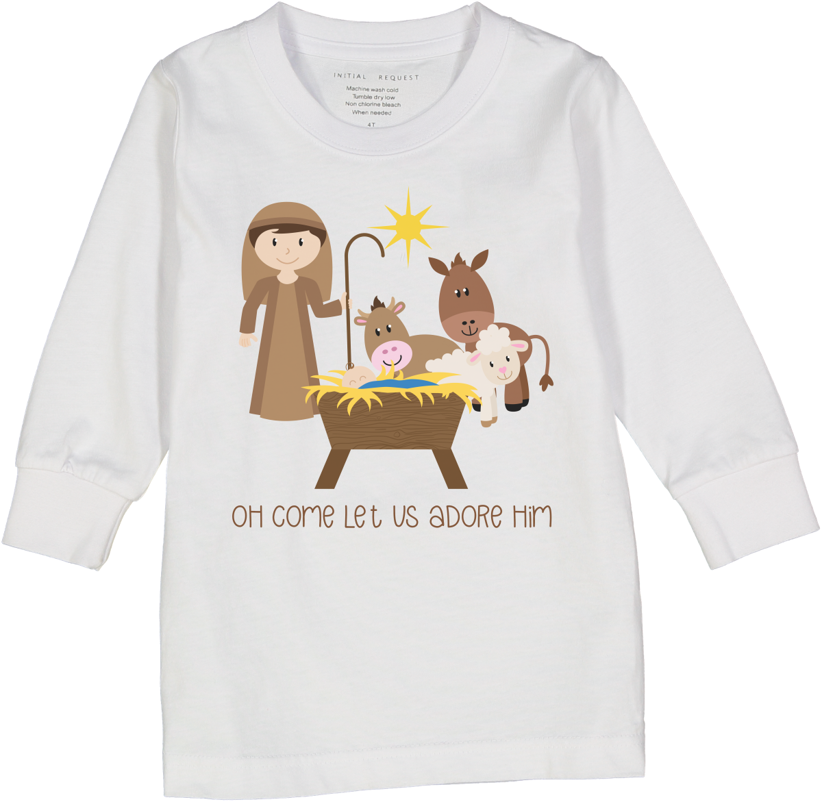 Oh Come Let us Adore Him Christmas Long Sleeve Tee for Girls and Boys
