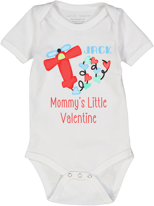 Mommy's Little Valentine Airplane Hearts Short Sleeve Onesie