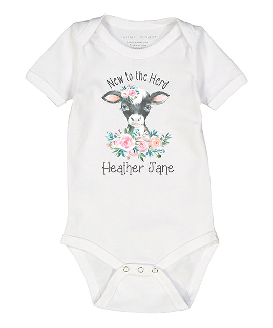 New to the Herd Baby Girl Personalized Bodysuit