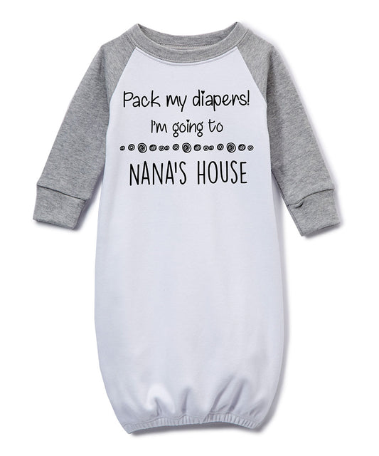 Pack My Diapers Gray Raglan Infant Gown