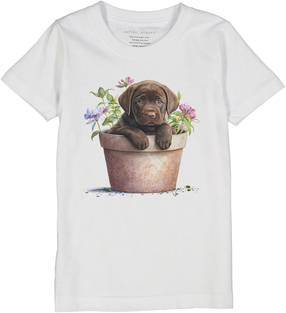 Puppy in Flower Pot Short sleeve Tee
