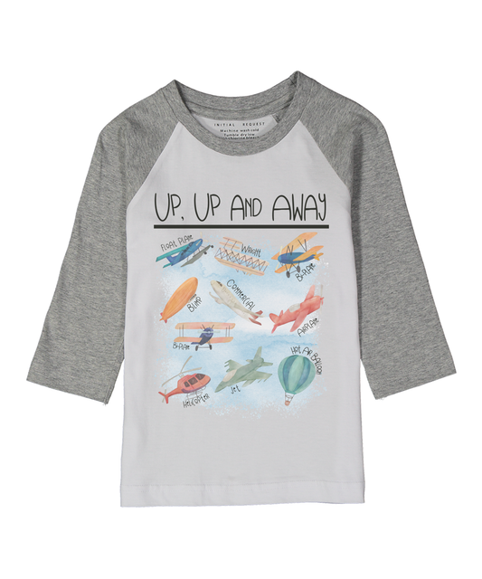 Up Up and Away Gray Raglan Tee