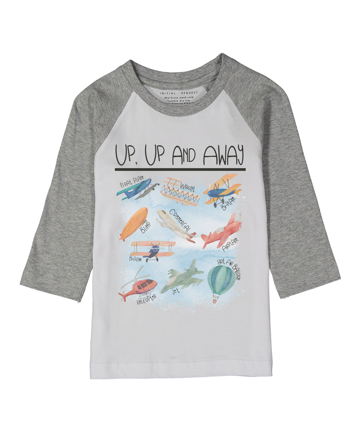 Up Up and Away Gray Raglan Tee