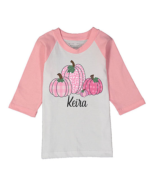 Personalized Pink Raglan Pink Pumpkins for girls