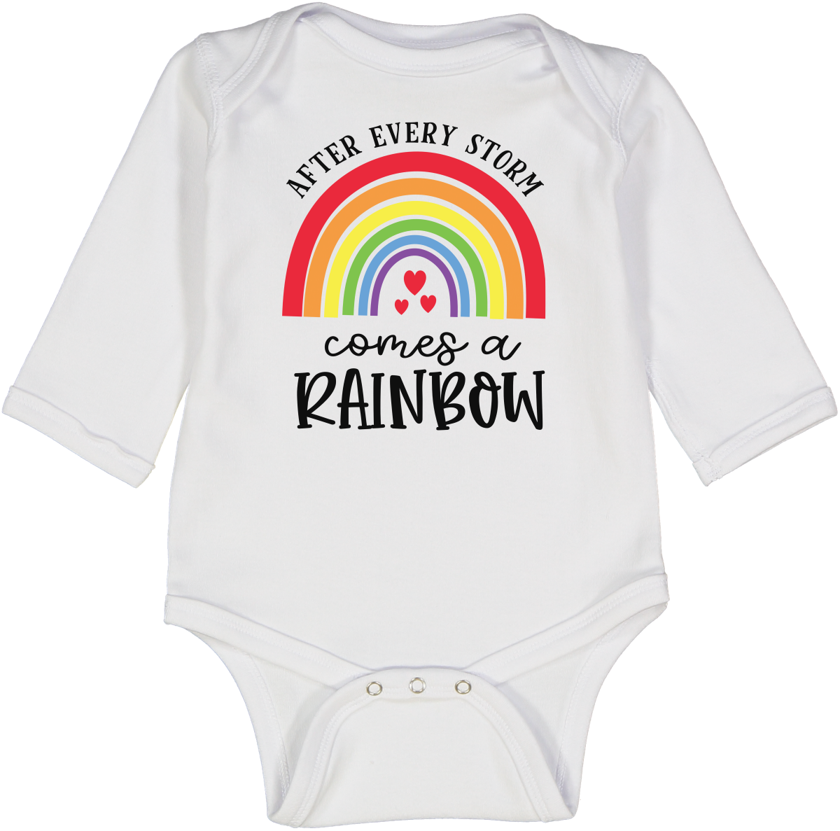 White 'After Every Storm' Rainbow Long-Sleeve Bodysuit