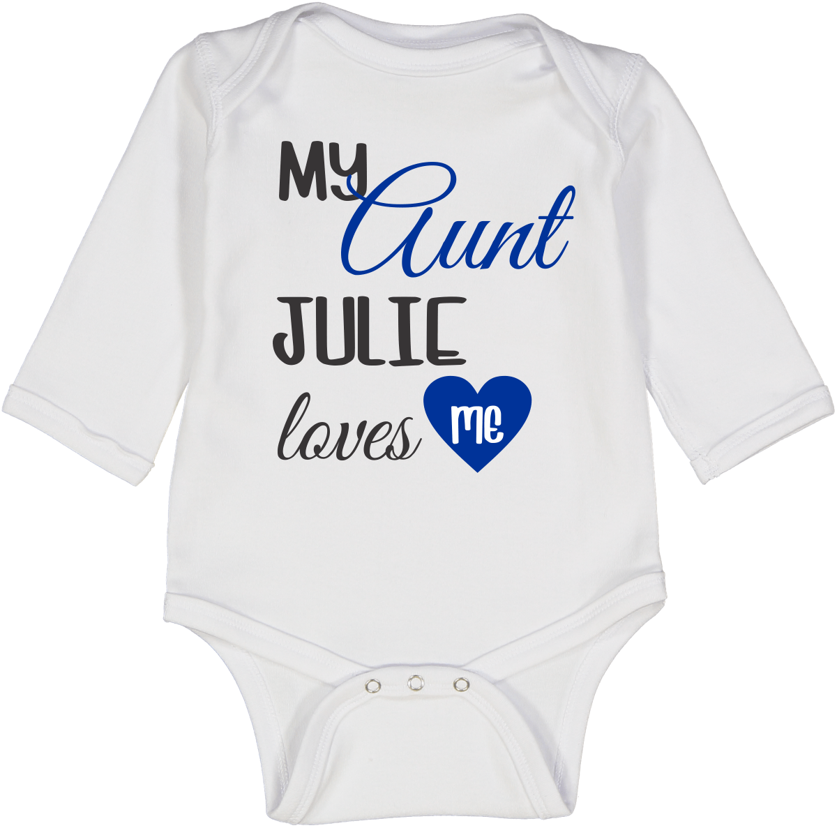 White & Blue 'My Aunt' Personalized Long-Sleeve Bodysuit