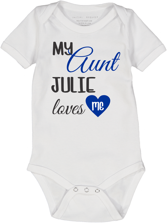 White & Blue 'My Aunt' Personalized Short-Sleeve Bodysuit