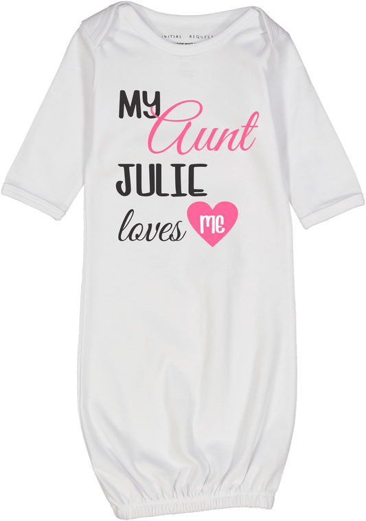 White & Pink 'My Aunt' Personalized Gown