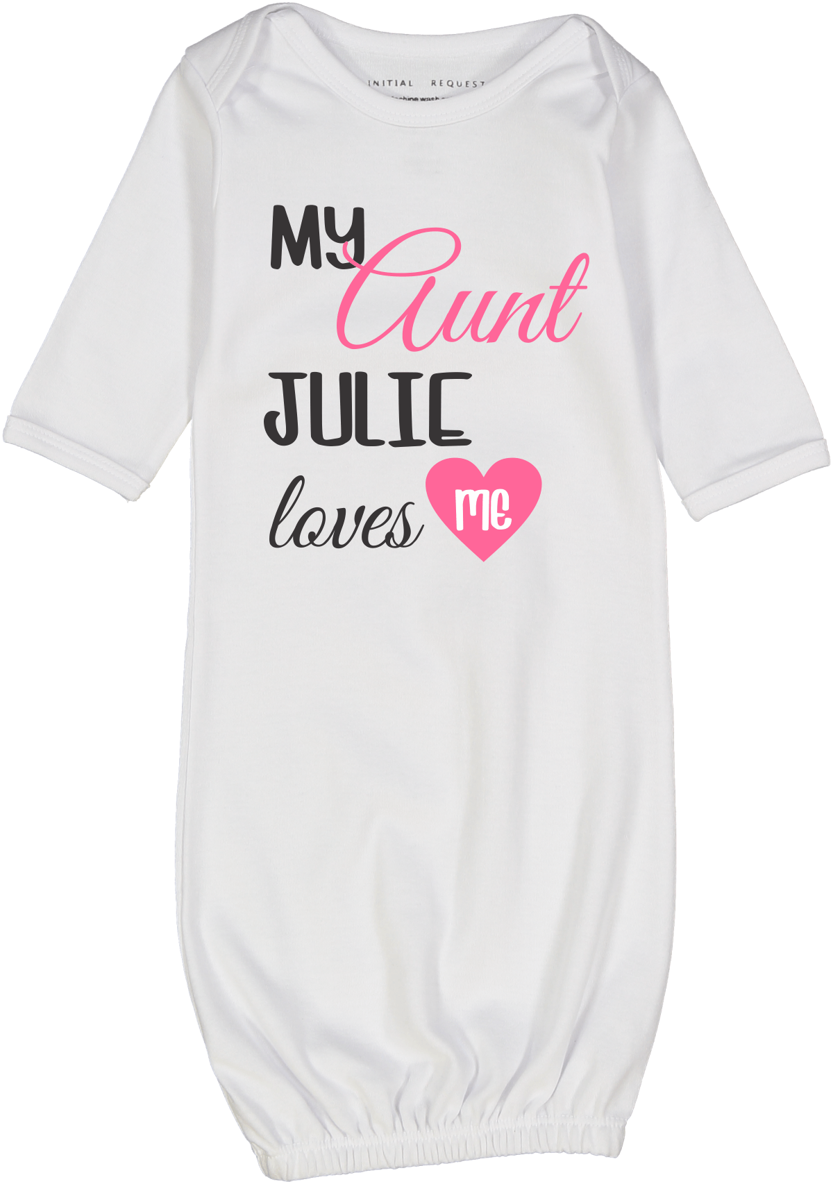 White & Pink 'My Aunt' Personalized Gown