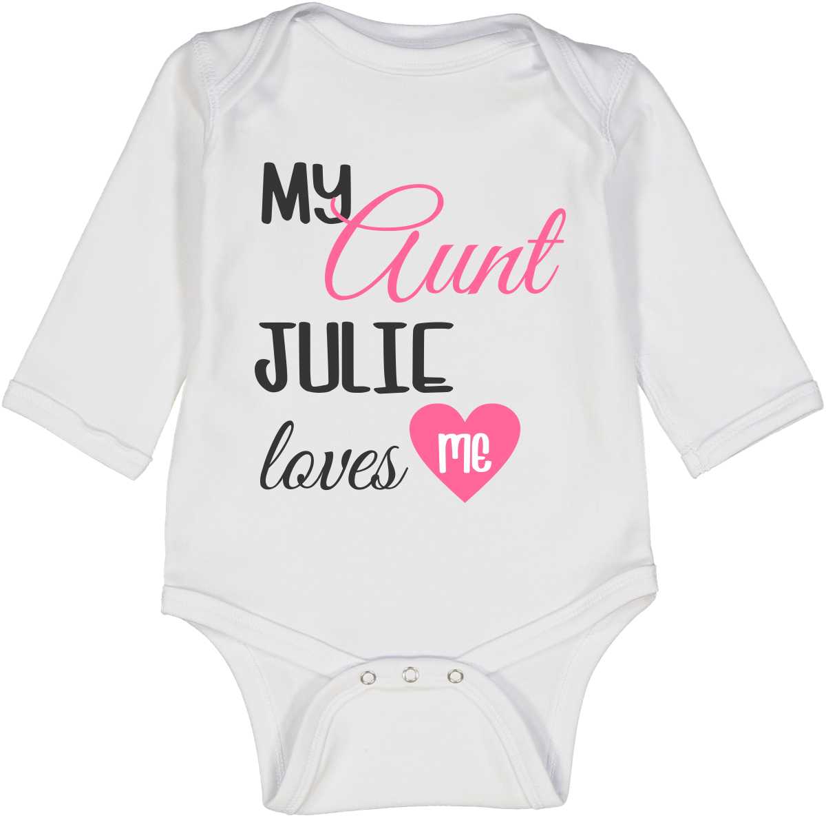 White & Pink 'My Aunt' Personalized Long-Sleeve Bodysuit