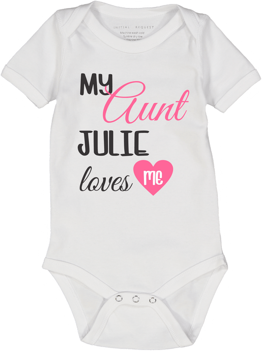 White & Pink 'My Aunt' Personalized Short-Sleeve Bodysuit