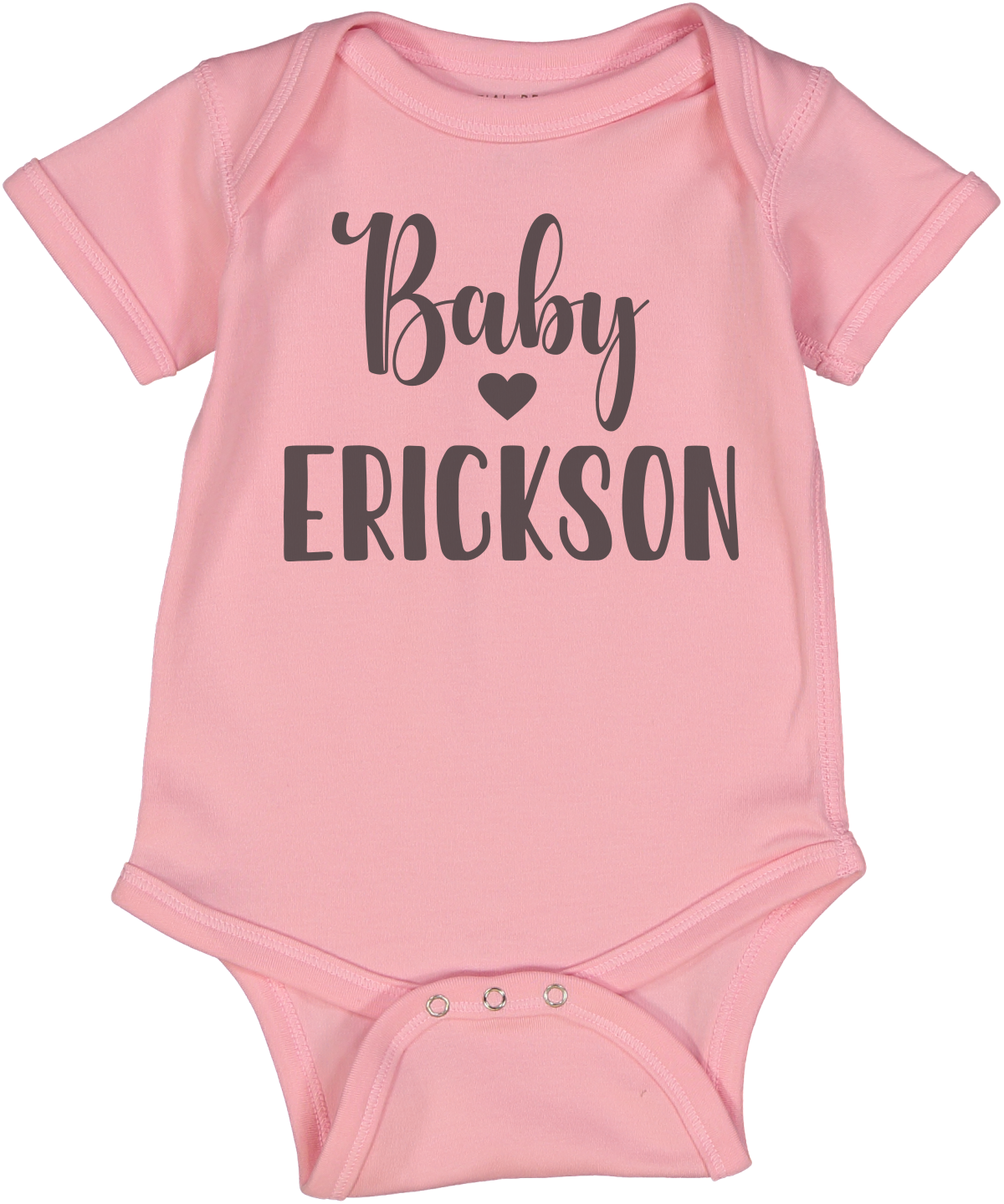 Pink Baby Heart Last name Pink Persoanlized ss body