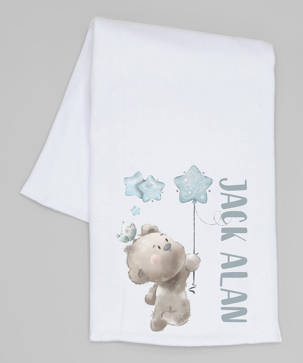 Balloon Stars Baby Boy Personalized Burp