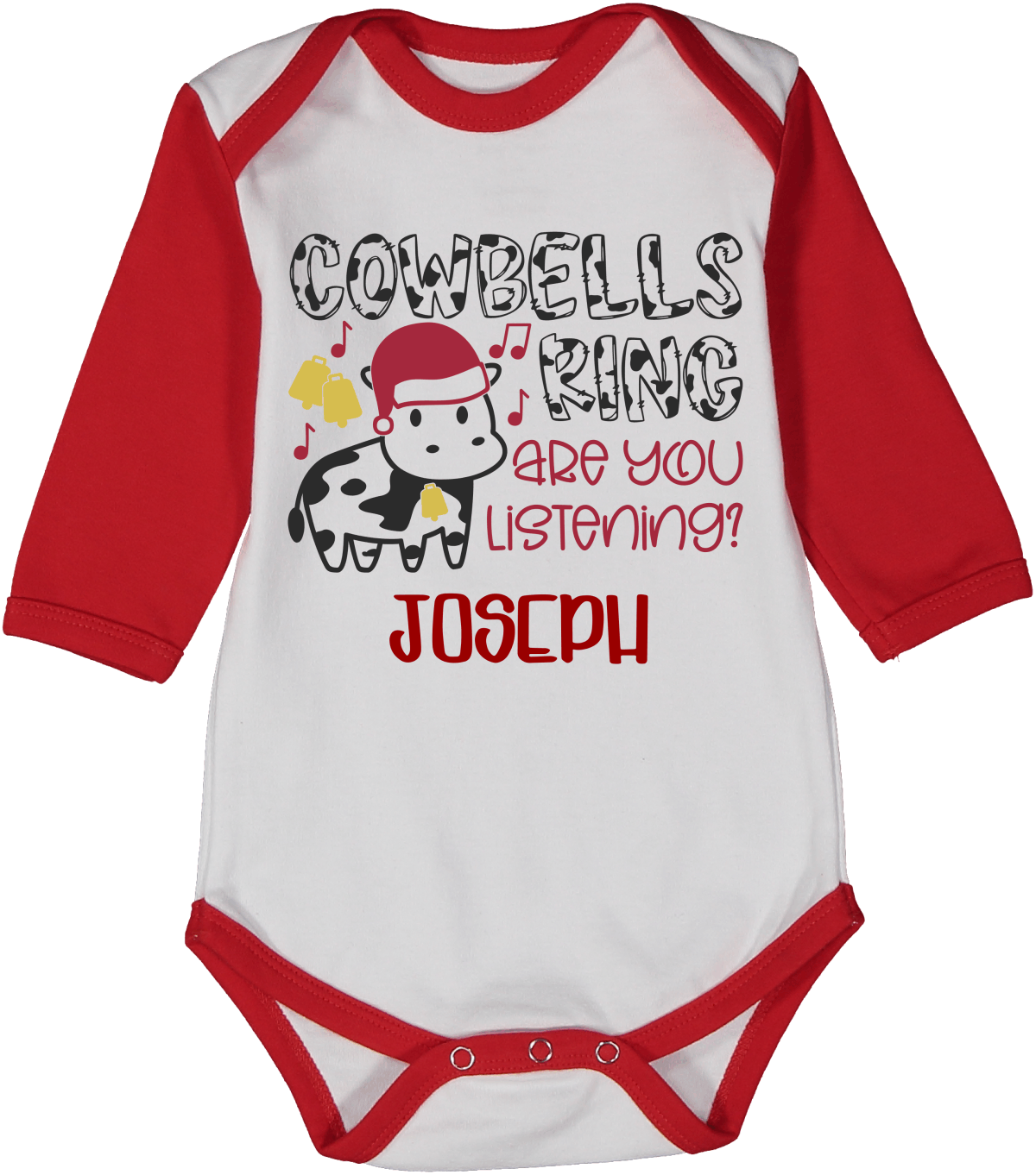 Cow Bells Ring Red Raglan Body