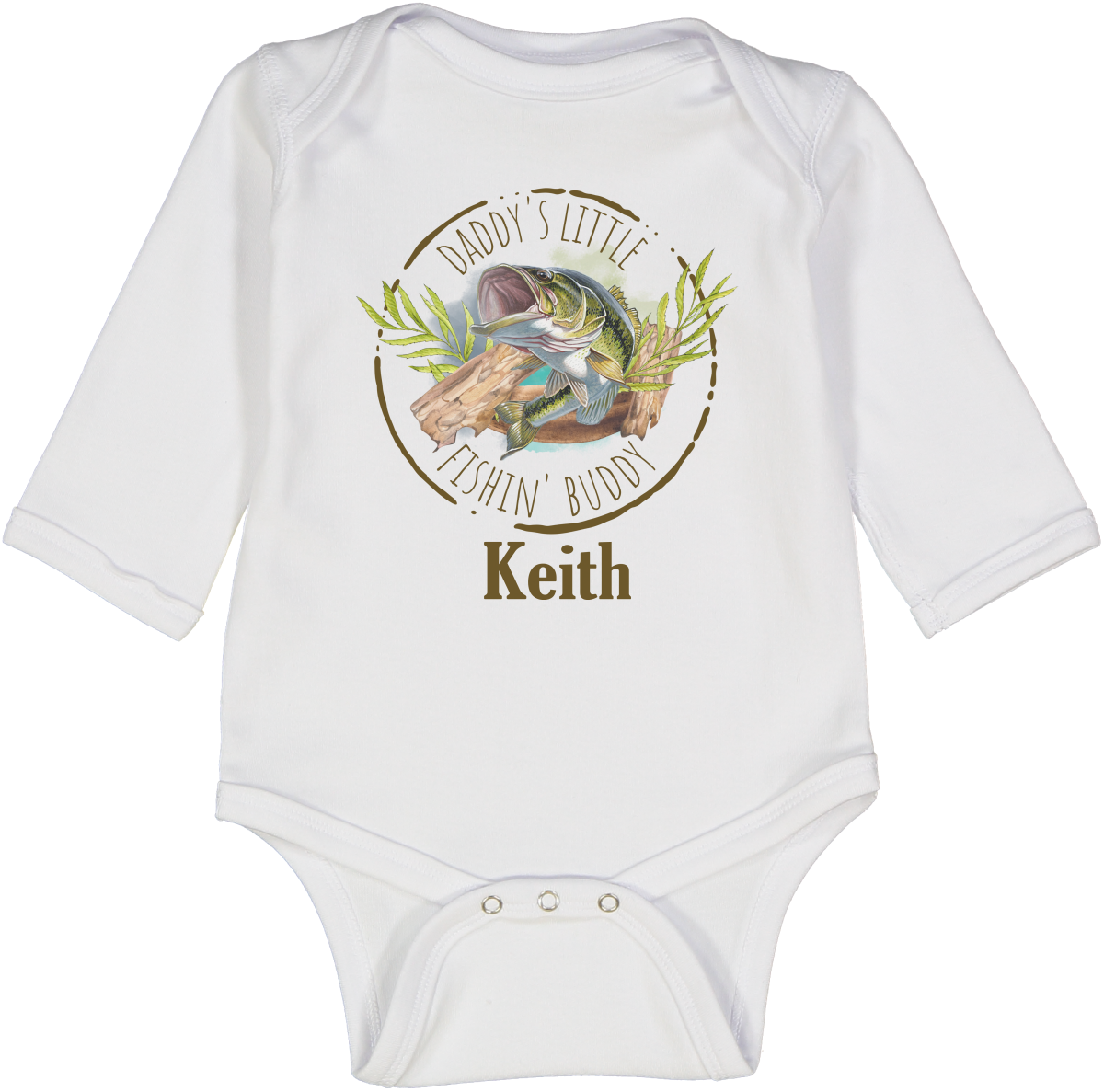 Daddy's Little Fishing Buddy Long Sleeve Personalized Onesie