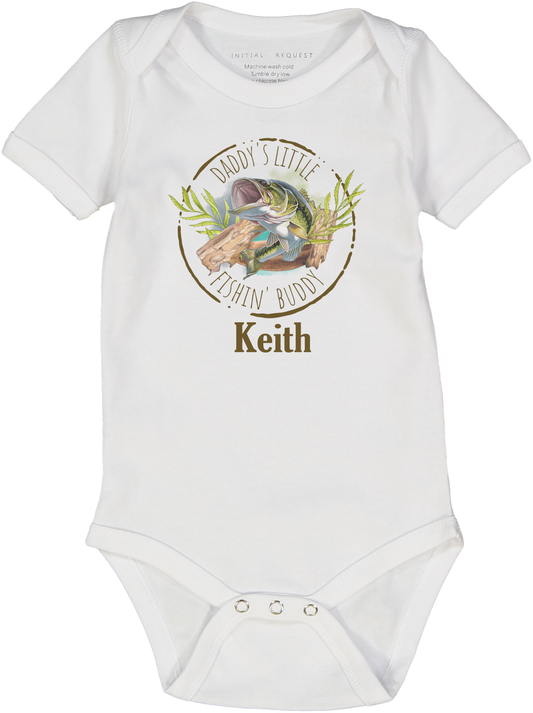 Daddy's Little Fishing Buddy personalized short sleeve onesie