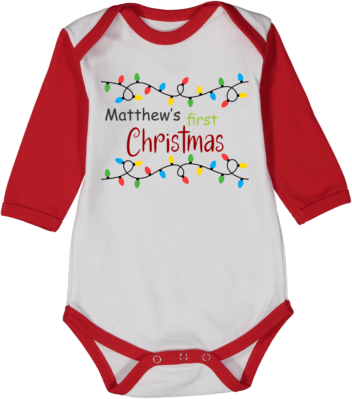 First Christmas Lights Red Raglan Body 5