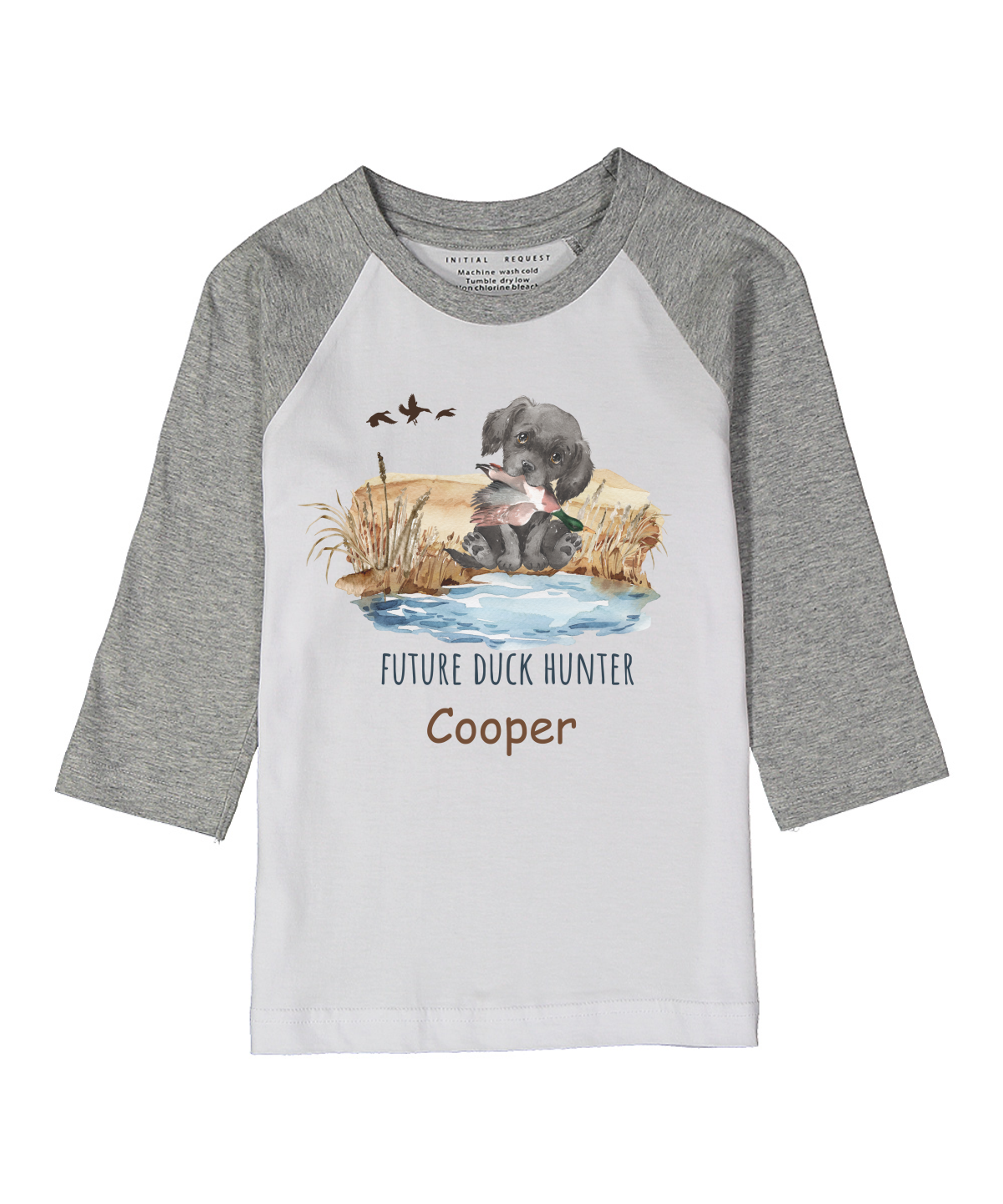 Future Duck Hunter Gray Raglan Tee  Personalized