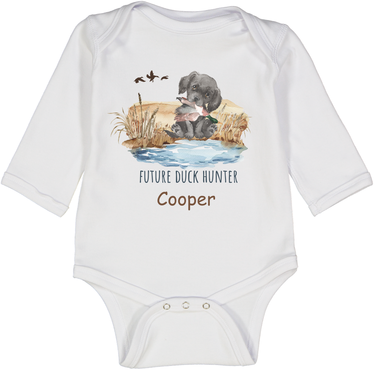 Future Duck Hunter Long Sleeve Onesie Personalized