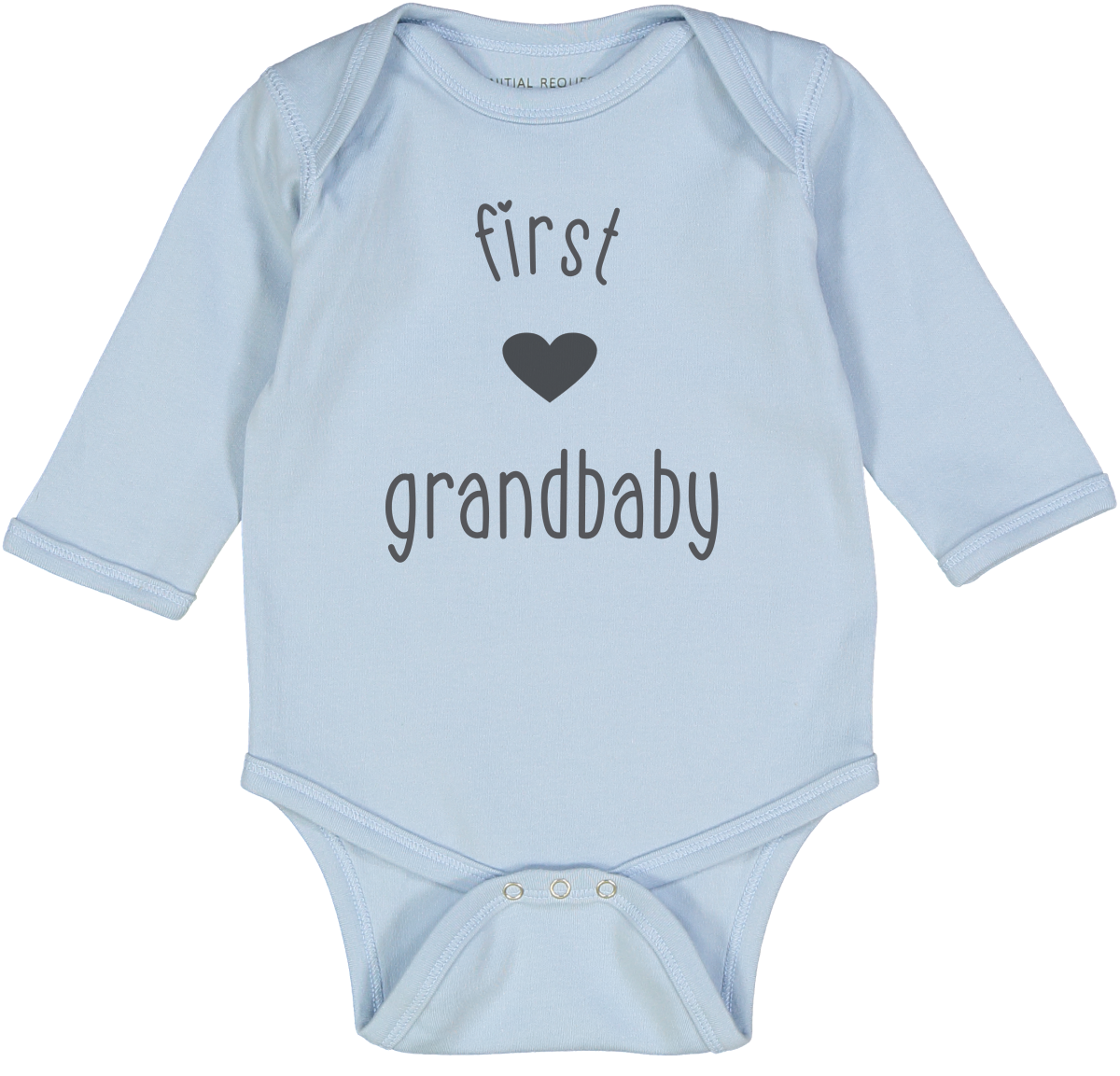 First Grandbaby Heart Blue Long sleeve onesie