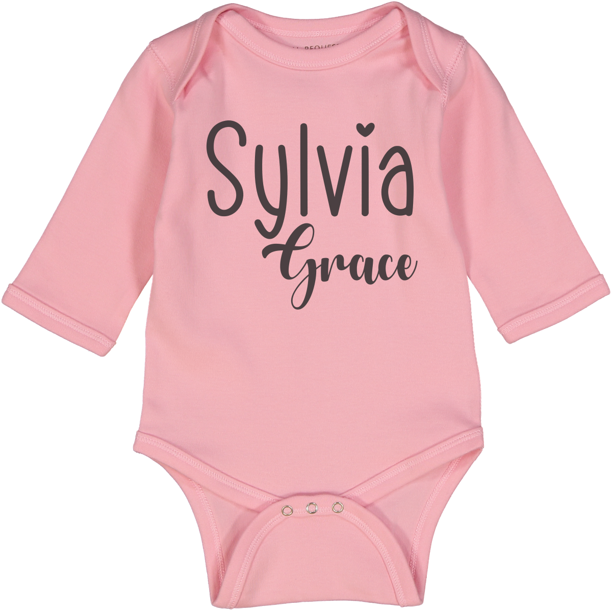 Pink First Middle Names Pink Personalized  LS Body